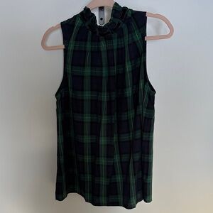 Talbots Plaid Sleeveless Top - Green and Black watchman Plaid